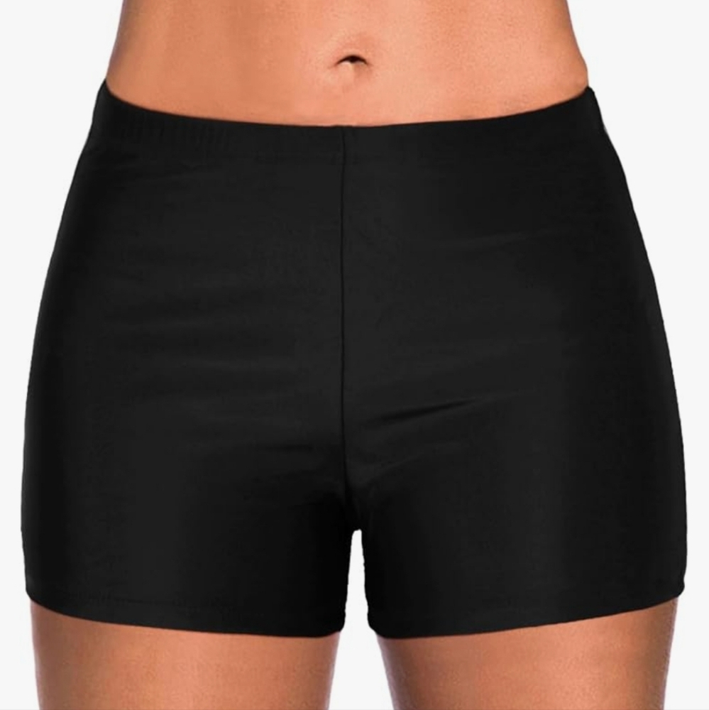 Womens Swim Shorts Solid Black - NWOT